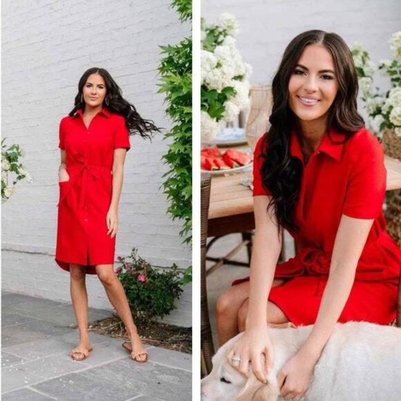 Rachel Parcell Women's Everyday Woven Button‎ Up Red Shirtdress Size Small - Picture 1 of 5